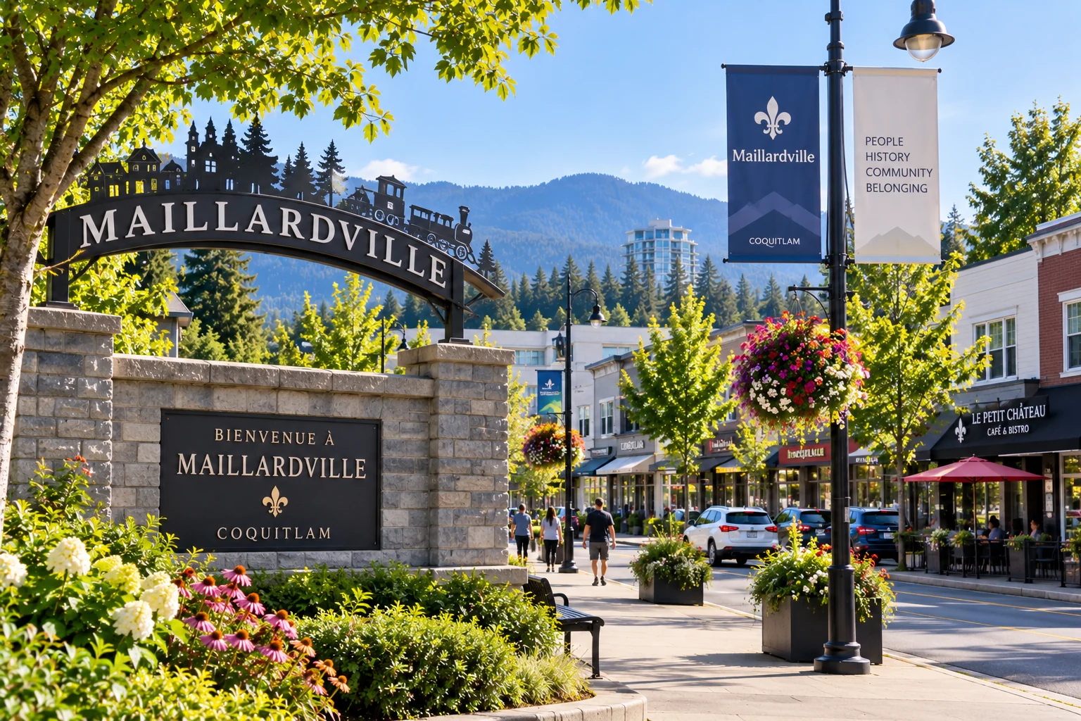 Maillardville neighbourhood streetscape in Coquitlam