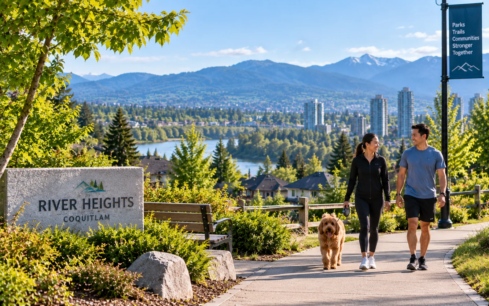 River Heights neighbourhood in Coquitlam with hillside homes and views across the valley